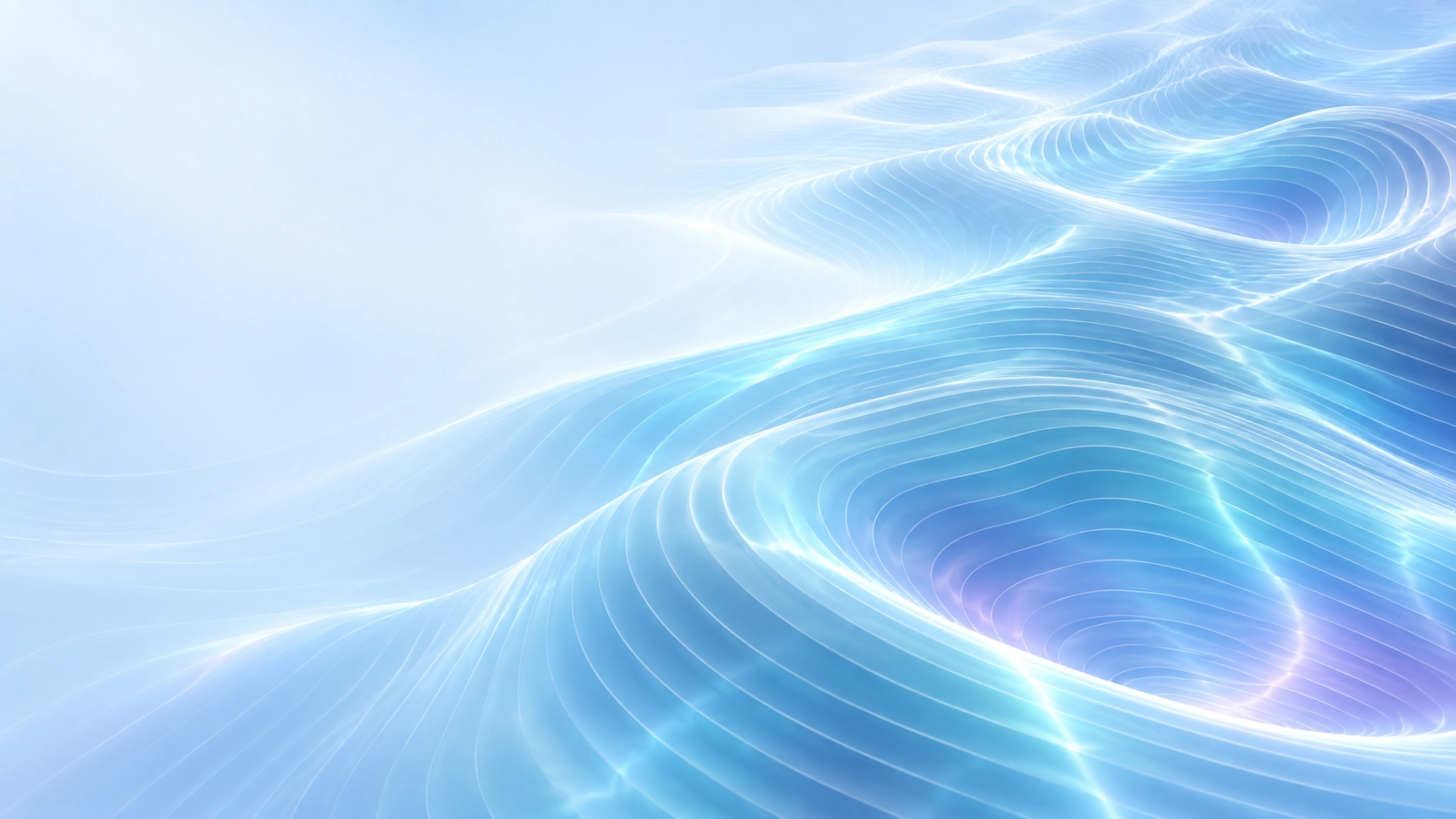 Fine pearl and cyan contours form layered basins and ridges in an abstract topology
