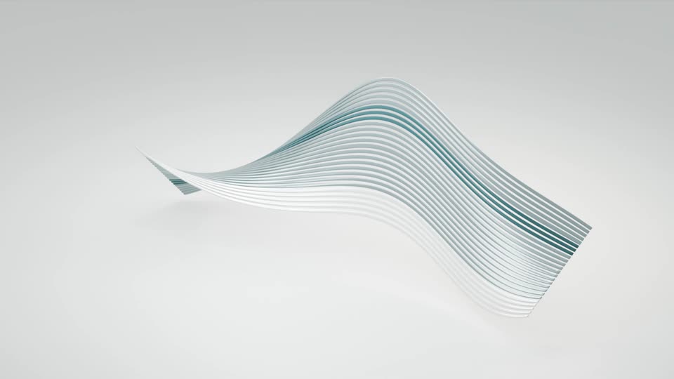 A pale sculpted wave rising from a white field