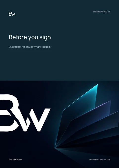 Cover of the brief Before you sign: questions for any software supplier